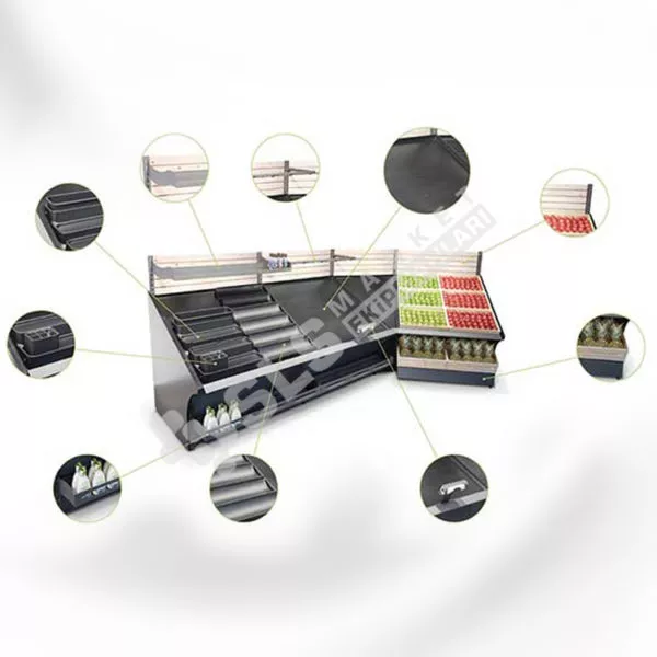 İki Katlı Aynalı Manav Reyonu